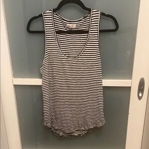 Madewell Black and White Striped Sleeveless Distressed Tank Top, S